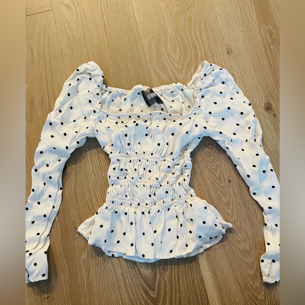 Reformation White Polka Dots Shirt